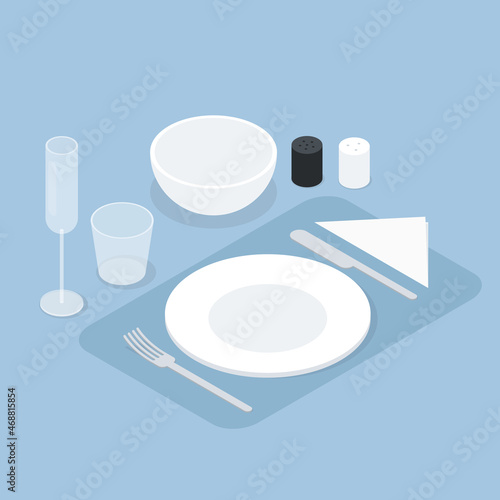 Isometric Table Setting Illustration