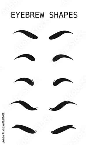 Eyebrows shapes. Eyebrows set. Various types of eyebrows. 