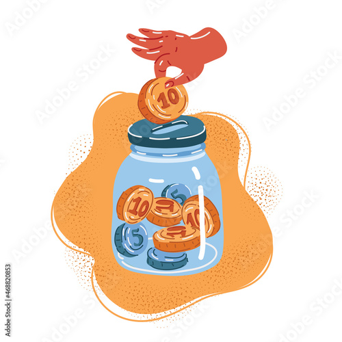 Vector illustration of Money in glass jar