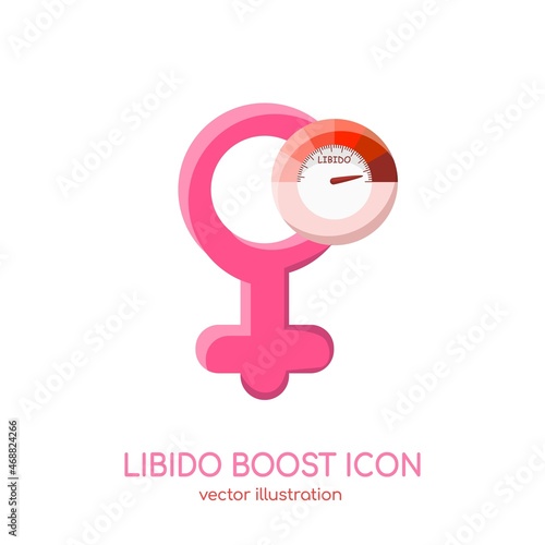 Libido boost icon. Sex drive, female erotic activity increase. Sexual urge, arousal level sign. Vector illustration