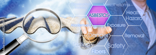 Canvas-taulu Analysis of the compounds of a dangerous asbestos roof - concept