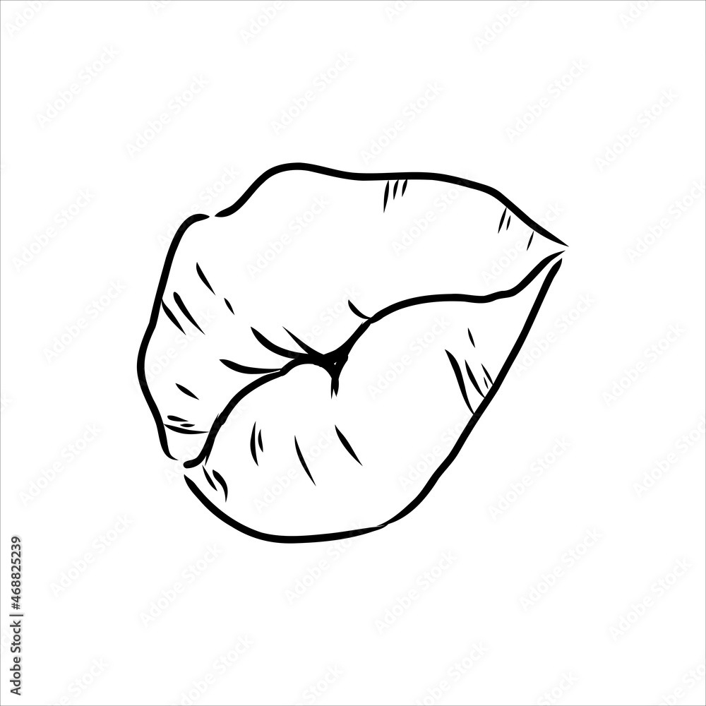 Sexy plump lips kiss pink watercolor and line art, Hand drawn vector illustration isolated Sexy plump lips kiss pink watercolor and line art, Hand drawn vector illustration isolated