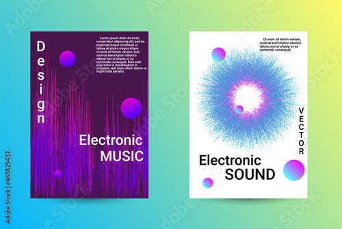 Set of modern abstract musical backgrounds. Sound flyer for creating a fashionable cover, banner, poster, booklet.