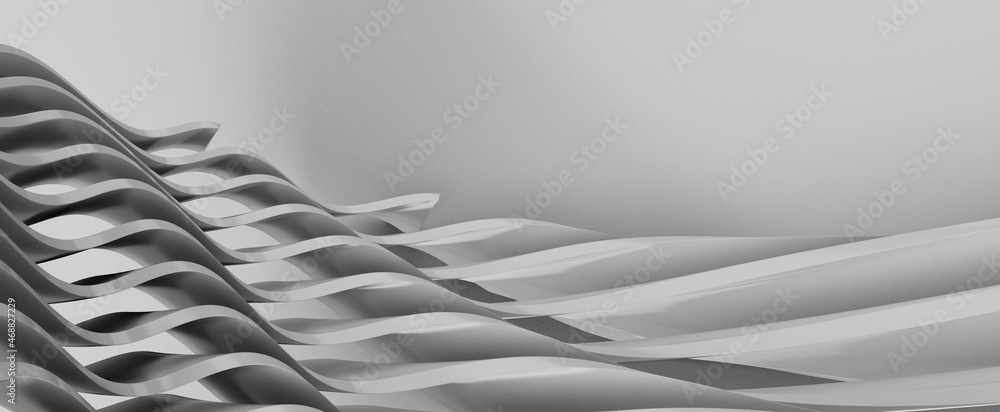 White Abstract Panoramic Background. Minimal Striped Wallpaper - obrazy, fototapety, plakaty 