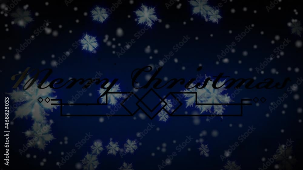 Animation of christmas greetings over decoration and snow falling in background Animation of christmas greetings over decoration and snow falling in background