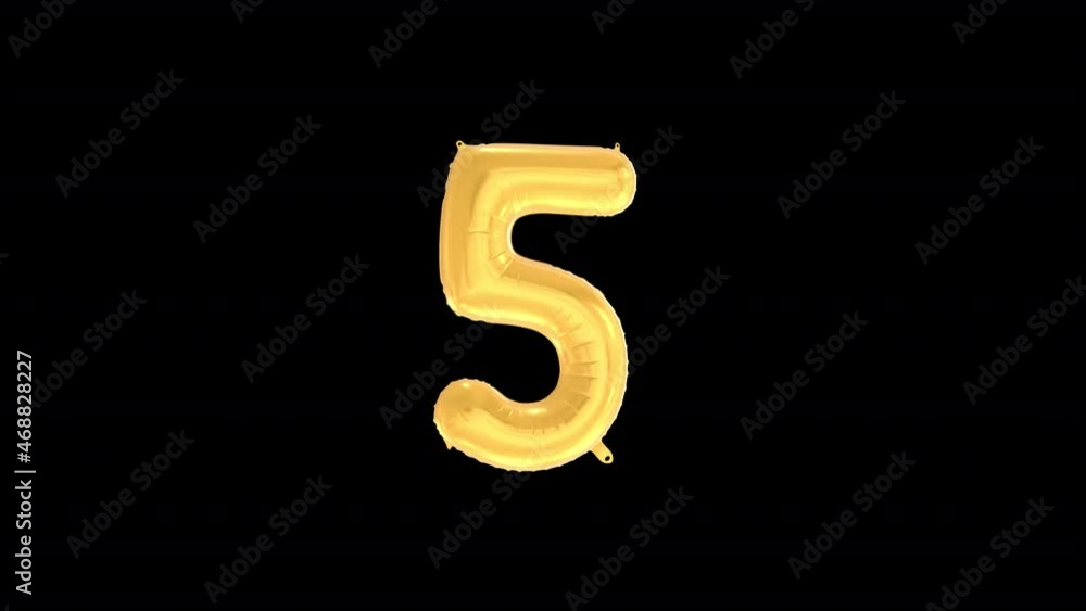 Helium Gold Balloon with Number - 5. Loop Animation with Alpha Channel Prores 4444. Helium Gold Balloon with Number - 5. Loop Animation with Alpha Channel Prores 4444.
