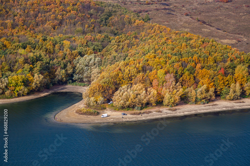 Canyon with the river Dniester on an autumn day near the village of Subich. Podolsk Tovtry. photo