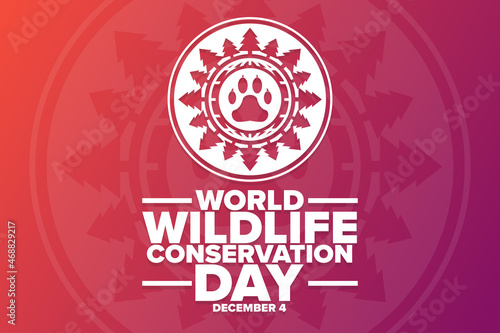 World Wildlife Conservation Day. December 4. Holiday concept. Template for background, banner, card, poster with text inscription. Vector EPS10 illustration.