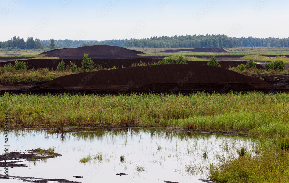the flooded area where peat is extracted the flooded area where peat is extracted