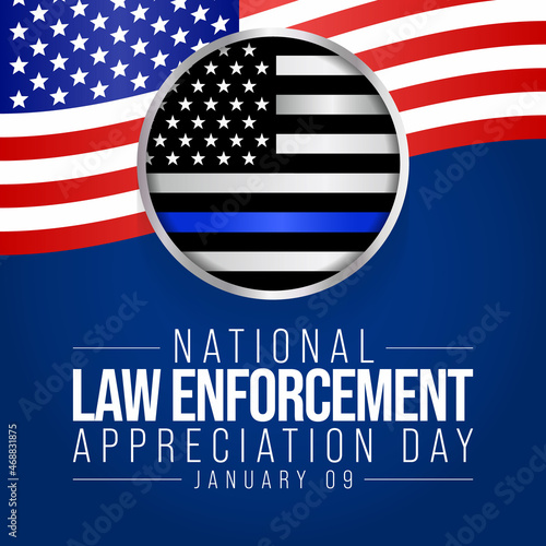 Law enforcement appreciation day (LEAD) is observed every year on January 9, to thank and show support to our local law enforcement officers who protect and serve. vector illustration