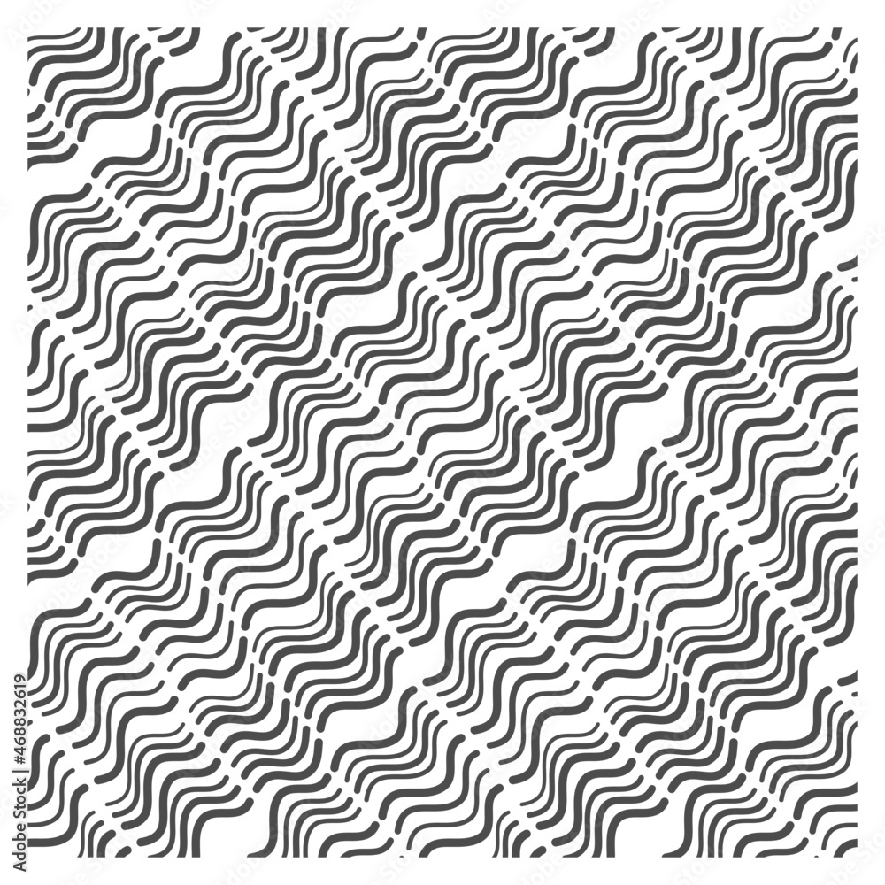 Seamless pattern with black linear waves. Repeating texture.