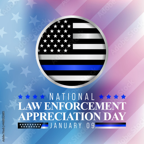 Law enforcement appreciation day (LEAD) is observed every year on January 9, to thank and show support to our local law enforcement officers who protect and serve. vector illustration