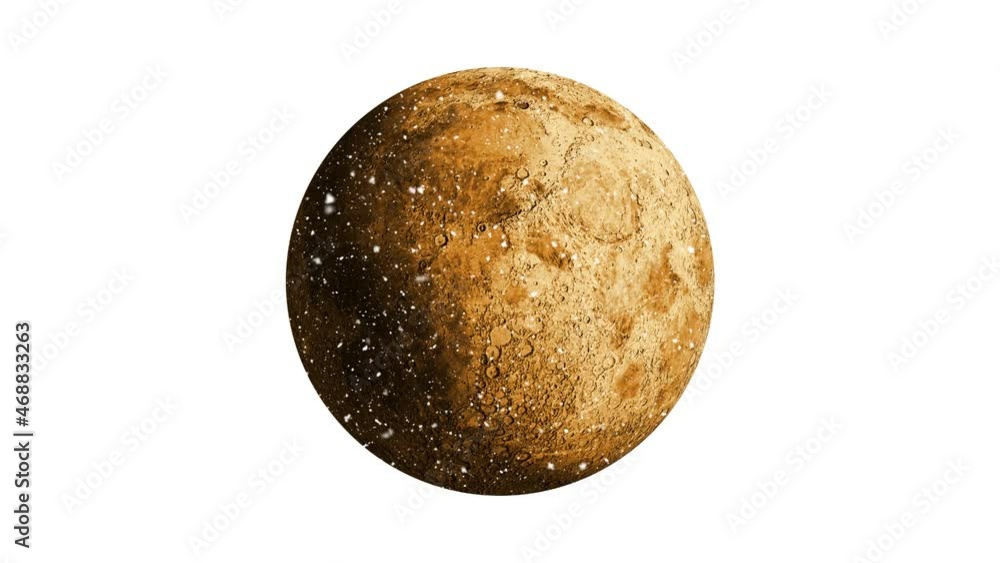 Animation of snow falling over full moon on white background Animation of snow falling over full moon on white background