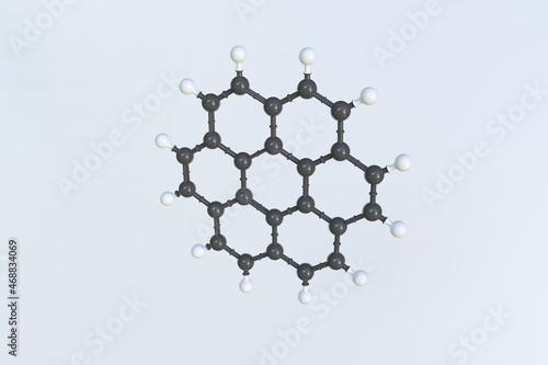 Coronene molecule made with balls, isolated molecular model. 3D rendering photo