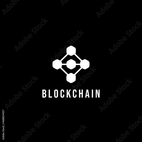 Blockchain logo design. Stylish elegant and trendy black and white Hexagon Cryptocurrency vector illustration