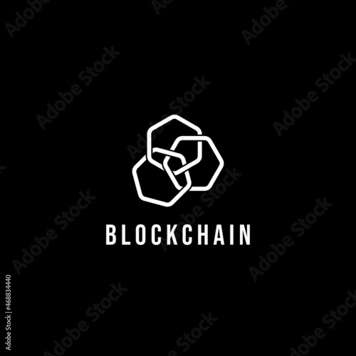 Blockchain logo design. Stylish elegant and trendy black and white Hexagon Cryptocurrency vector illustration