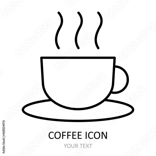 Vector illustration with coffee. Outline icon.