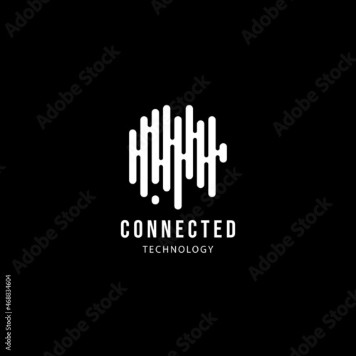 connection icon. elegant and trendy stylish black and white connected line connection logo photo