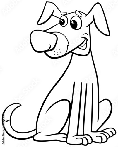 funny cartoon dog comic character coloring book page