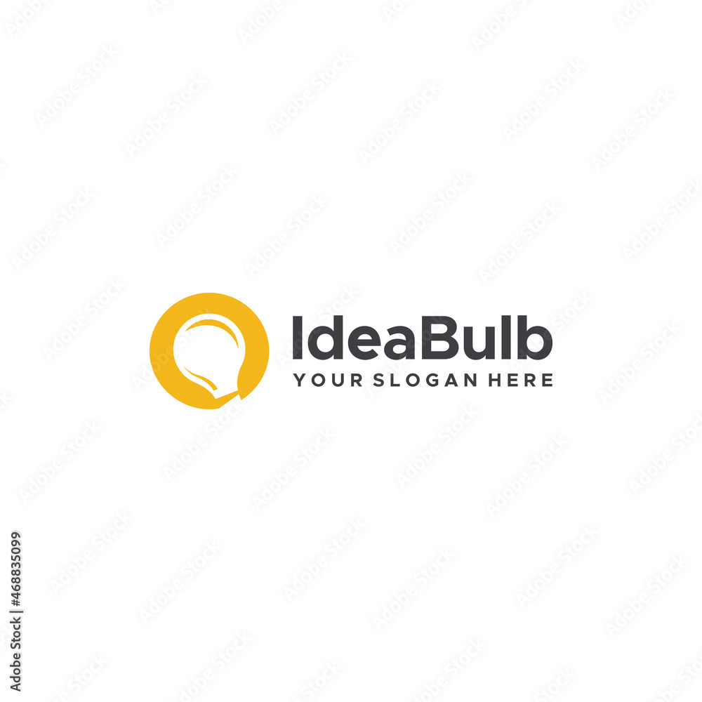 minimalist IdeaBulb silhouette lamp logo design