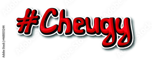 Sticker hashtag cheugy. New English words. Popularised by Generation Z, to describe a person with lifestyle trends associated with millennials, the opposite of trendy. Vector illustration.