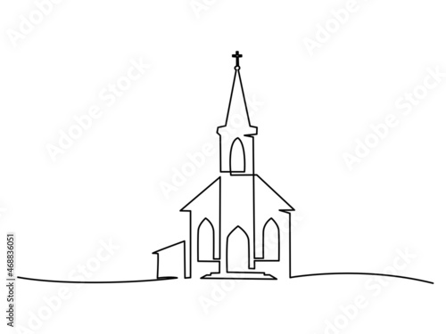 Print op canvas Church building hand drawn