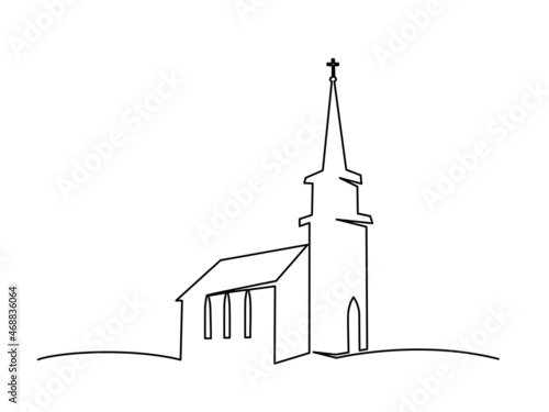 Fotografia, Obraz Church building hand drawn
