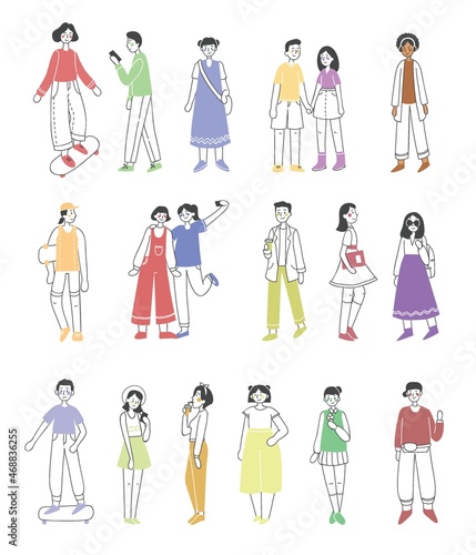 Set of style young people and couples