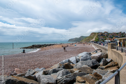 West Bay beach and cliffs - Dorset, England, UK photo