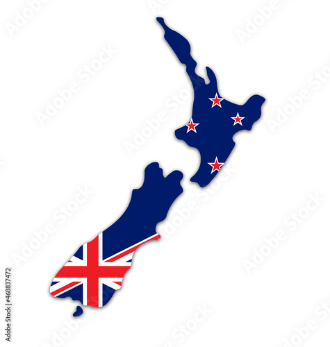 Bild auf Leinwand new zealand flag in map shape simplified