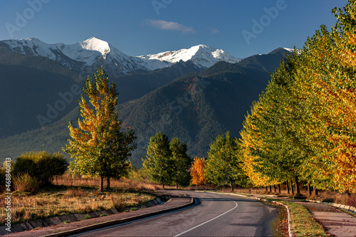 autumn landscape in the way to the mountains photo