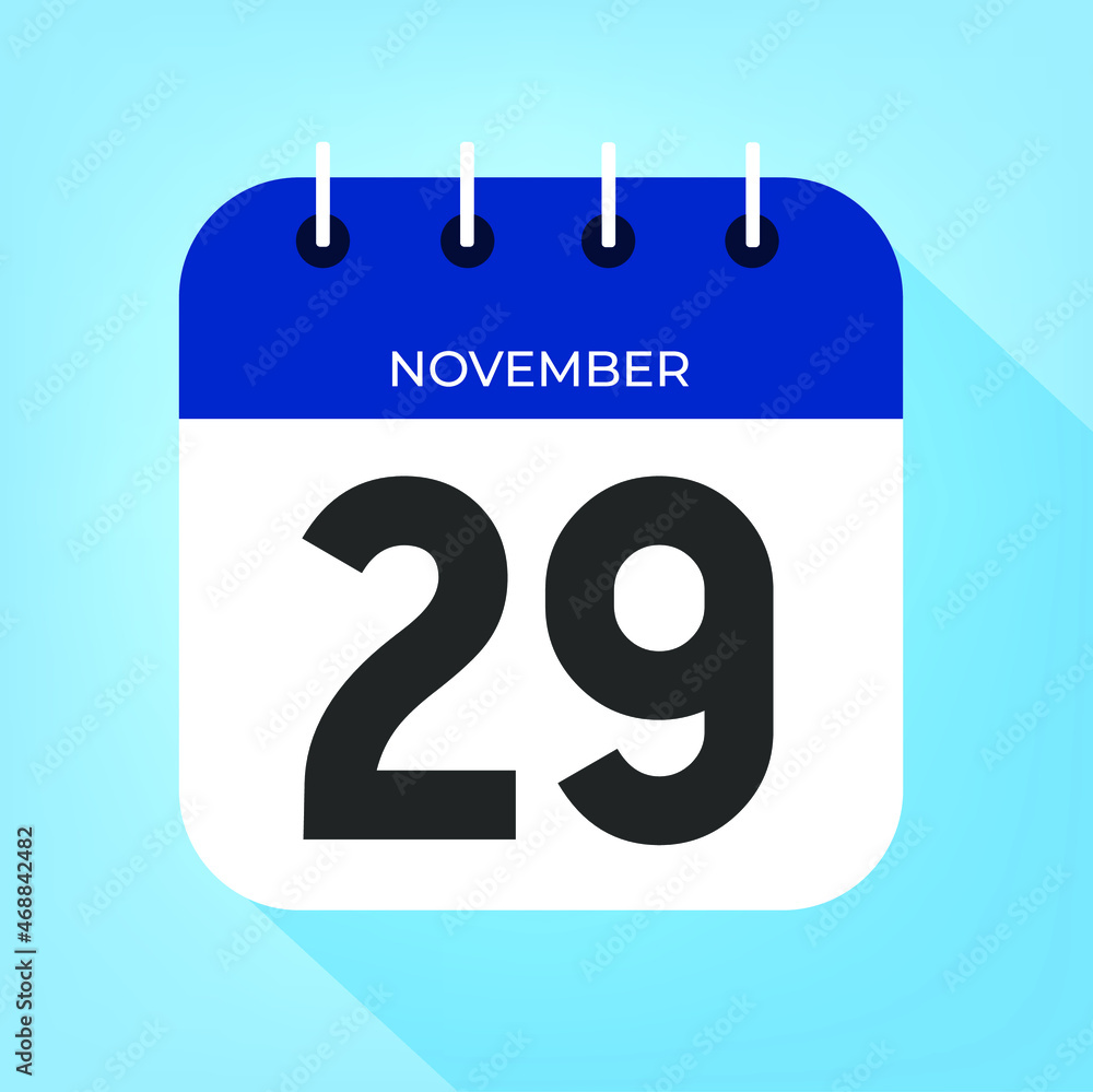 November day 29. Number twenty-nine on a white paper with dark blue color border on a clear blue background vector. November day 29. Number twenty-nine on a white paper with dark blue color border on a clear blue background vector.