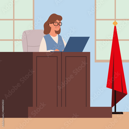 woman clerk with laptop