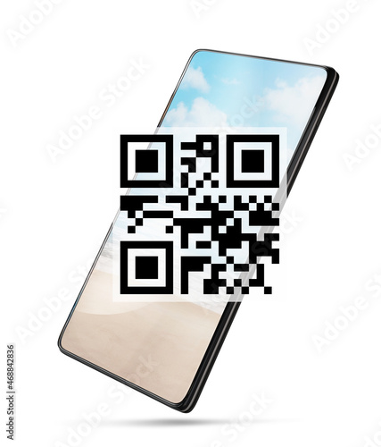 a Smartphone with a beach w...