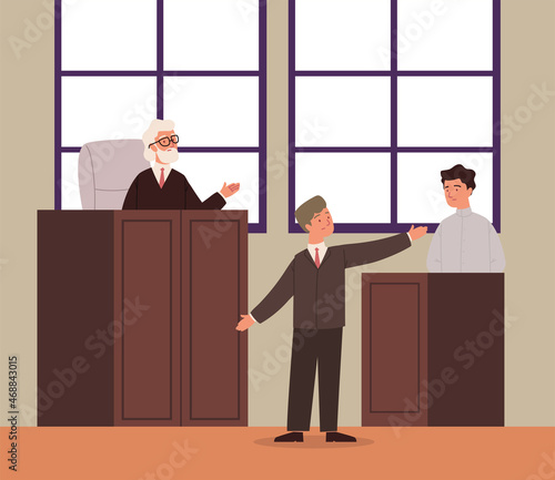 court session lawyer and his client