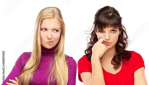 Angry girlfriend,Gossip.Beauty portrait of a young girls.