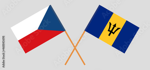 Crossed flags of Czech Republic and Barbados. Official colors. Correct proportion photo