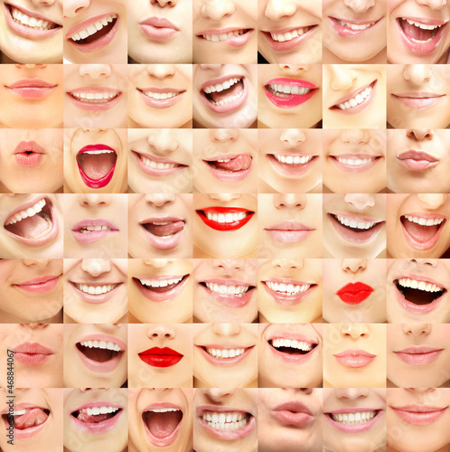 Woman's lips..Multiple expressions,Female face