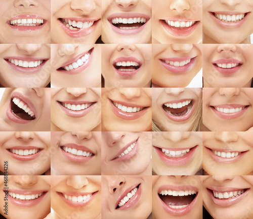 Woman s lips..Multiple expressions Female face