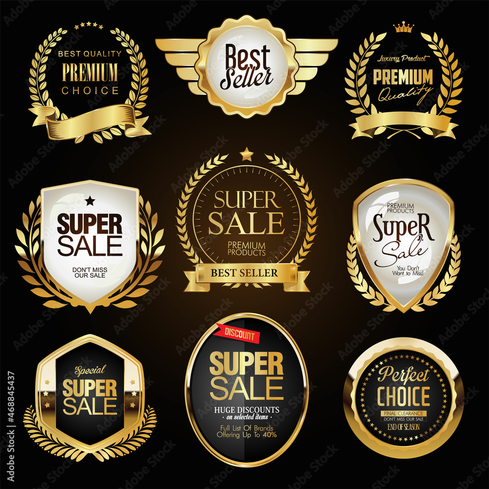 Golden badges and labels super sale collection 
