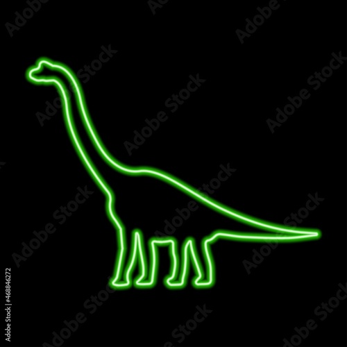 Diplodocus neon sign, modern glowing banner design, colorful modern design trend on black background. Vector illustration.