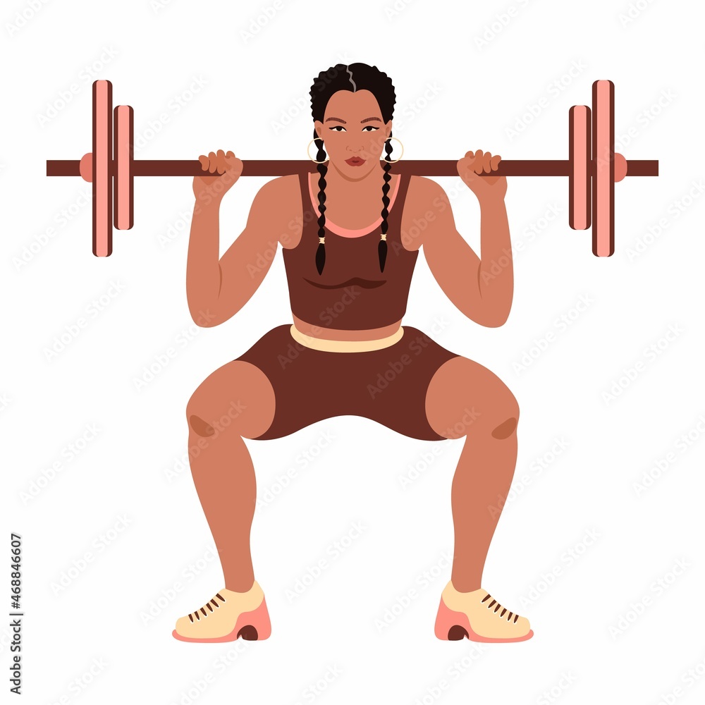 Cute fitness girl vector flat cartoon illustration. Pretty young woman
