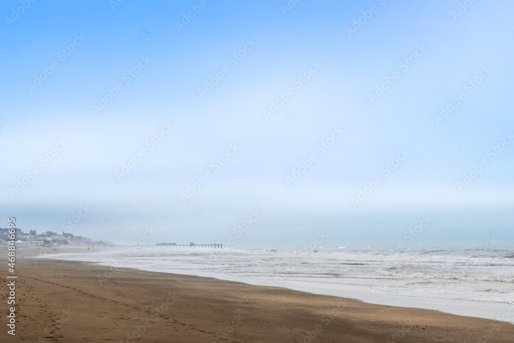 seaside scenery on a misty morning