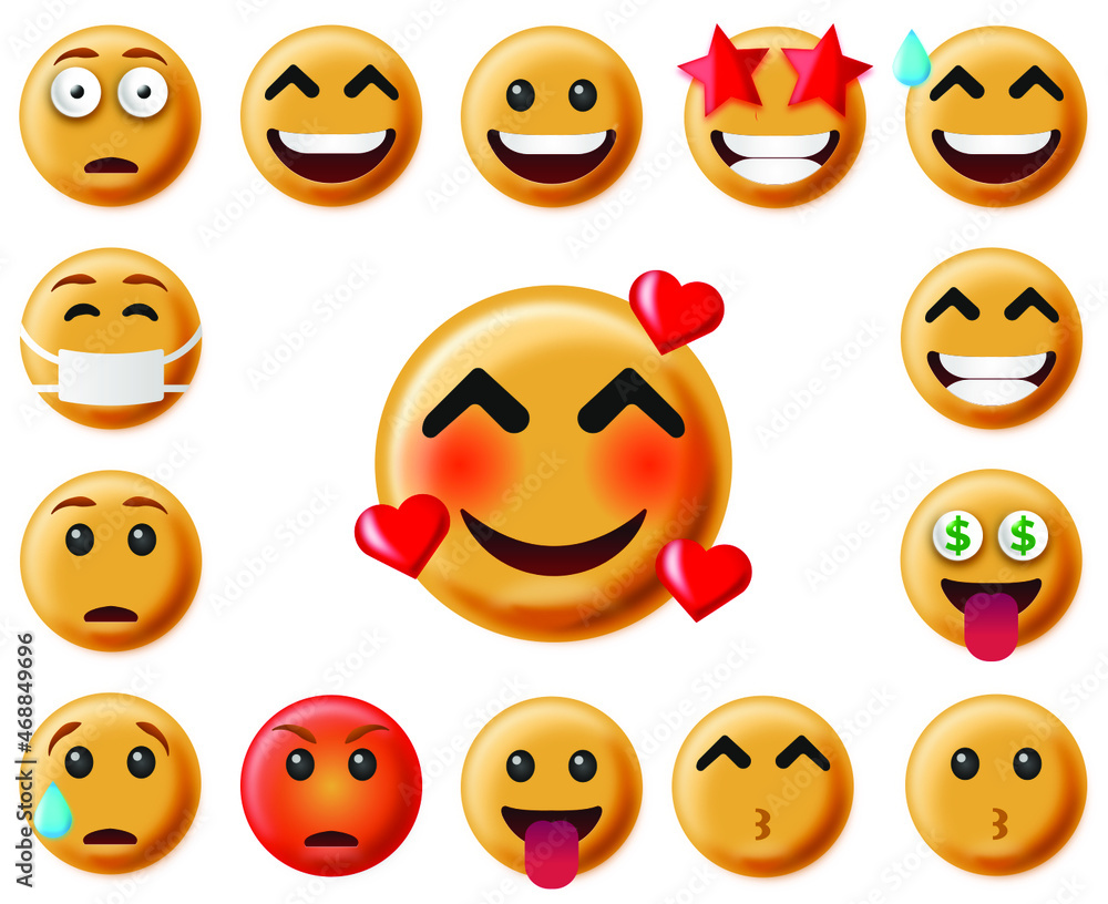 Set of emoticon smile icons. cartoon emoji set