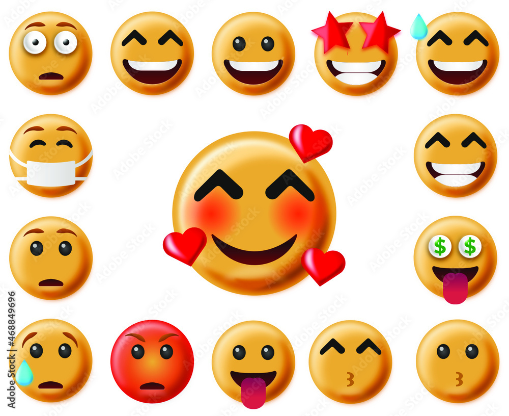Set of emoticon smile icons. cartoon emoji set Set of emoticon smile icons. cartoon emoji set