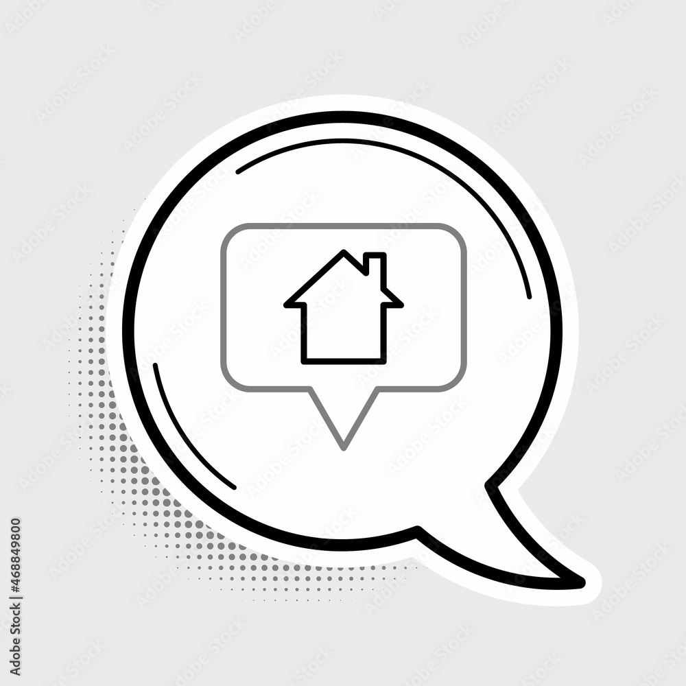 Line Map pointer with house icon isolated on grey background. Home location marker symbol. Colorful outline concept. Vector Line Map pointer with house icon isolated on grey background. Home location marker symbol. Colorful outline concept. Vector