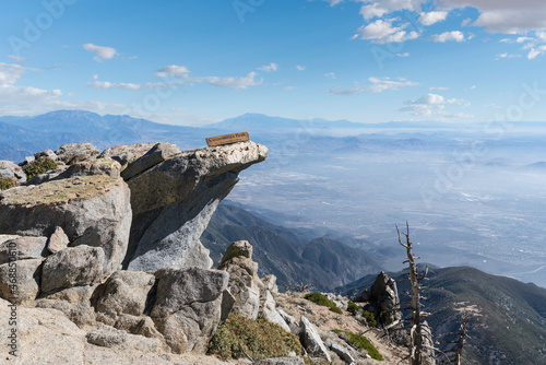Cucamonga Peak sign and vie...
