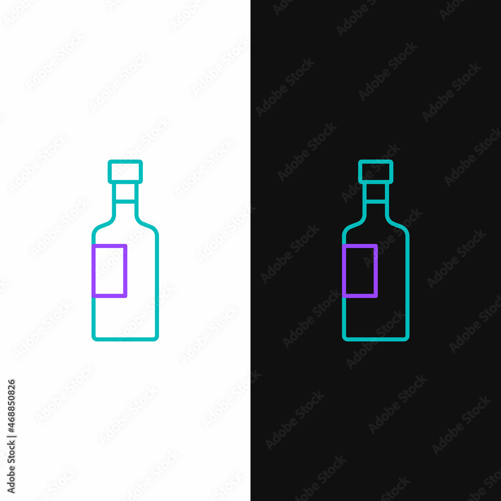 Line Wine bottle icon isolated on white and black background. Colorful outline concept. Vector Line Wine bottle icon isolated on white and black background. Colorful outline concept. Vector