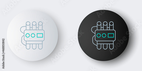 Line Detonate dynamite bomb stick and timer clock icon isolated on grey background. Time bomb - explosion danger concept. Colorful outline concept. Vector
