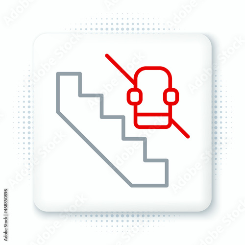 Line Disabled access elevator lift escalator icon isolated on white background. Movable mechanical chair platform for handicapped human. Colorful outline concept. Vector